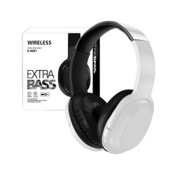 Auriculares HiFi Estéreo Inalámbricos E 60BT con Micrófono y Control de Volumen Blanco Auriculares HiFi Estéreo Inalámbricos E 60BT con Micrófono y Control de Volumen Blanco